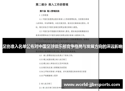 足协准入名单公布对中国足球俱乐部竞争格局与发展方向的深远影响