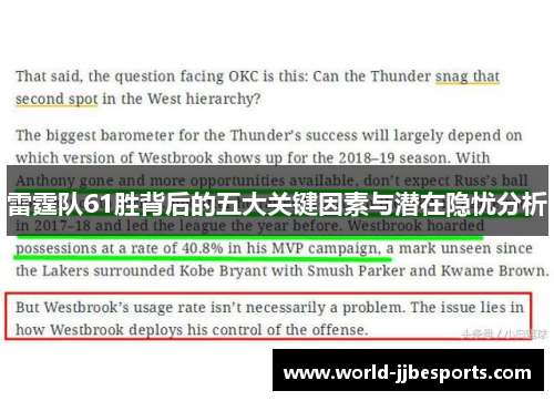 雷霆队61胜背后的五大关键因素与潜在隐忧分析